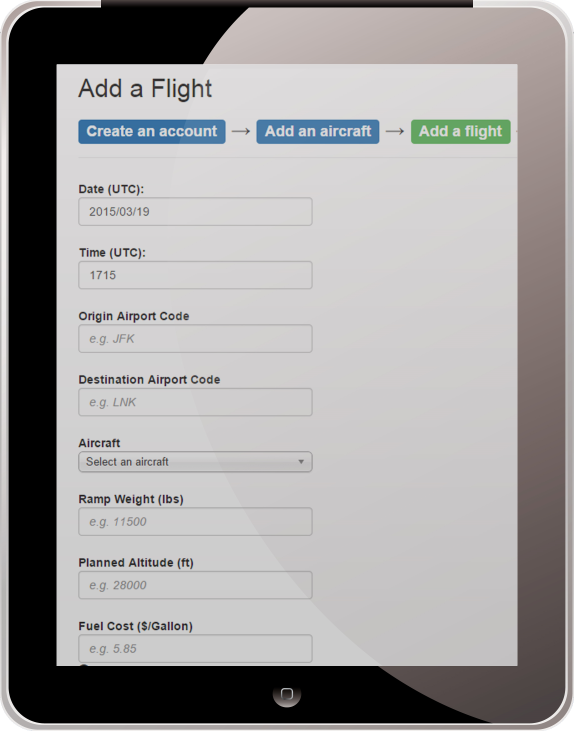 Flight Optimizer on an iPad